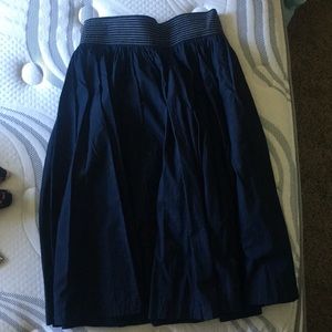 Navy Blue Flowy Midi Skirt
